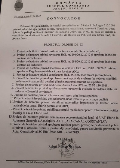 Ședință de consiliu: se stabilesc taxele!